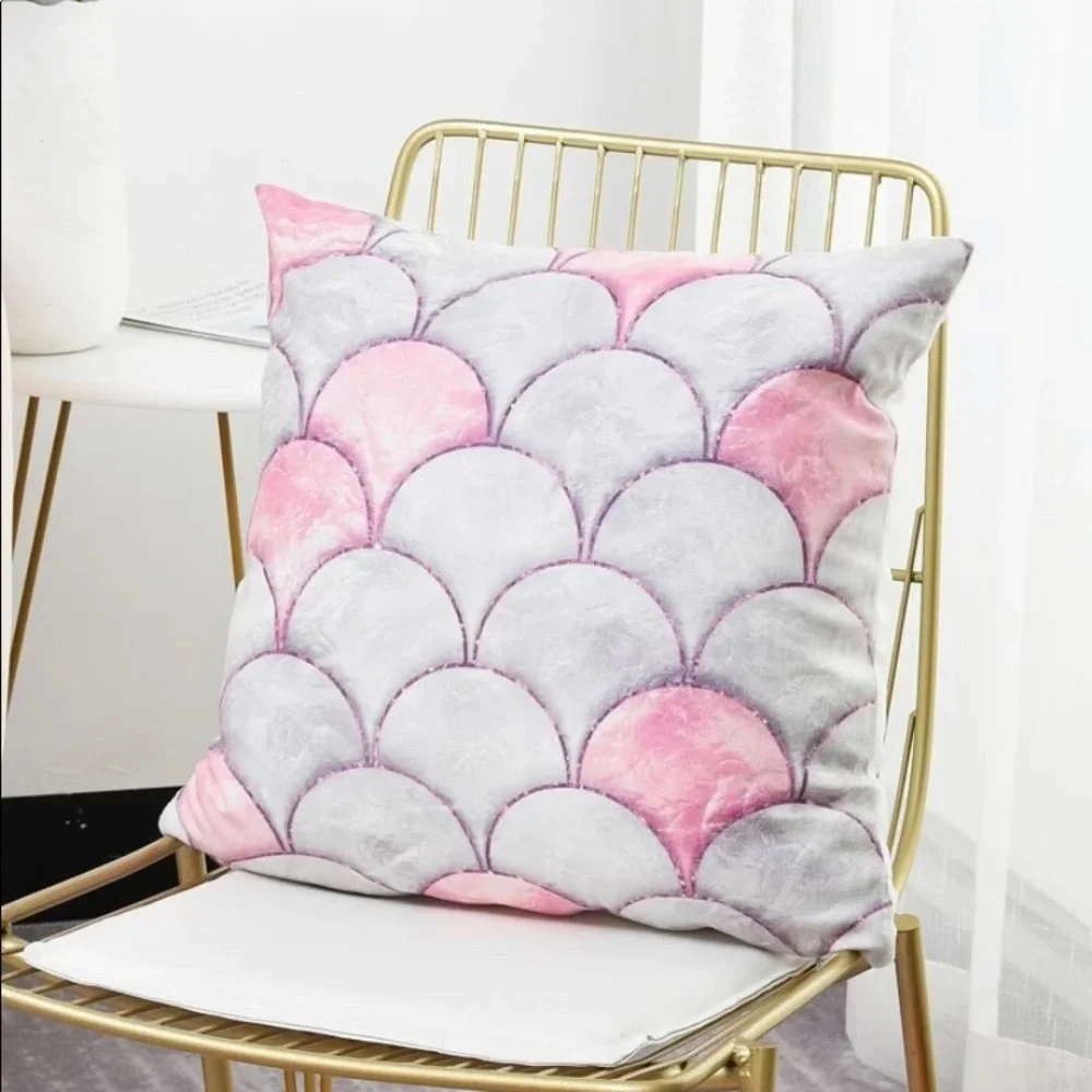 Mermaid Scale Pink & Grey Pillow Case